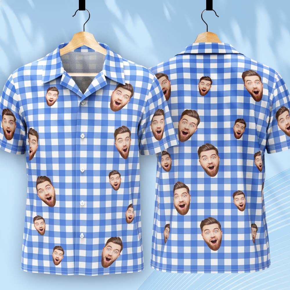 Custom Face Hawaiian Shirt Summer Oktoberfest Hawaiian Shirt Check Shirt - MyPhotoSocksAu