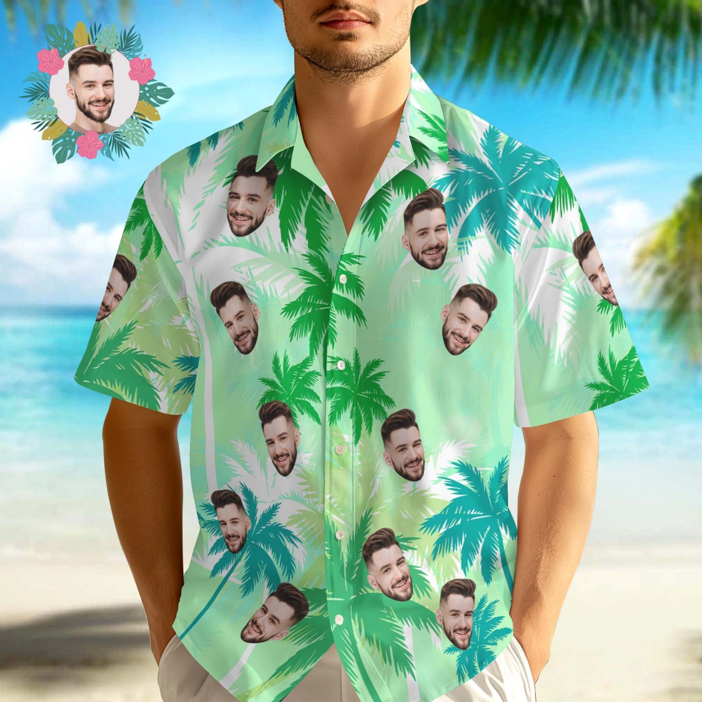 Custom Green Coconut Hawaiian Shirt Face Hawaiian Shirt - MyPhotoSocksAu