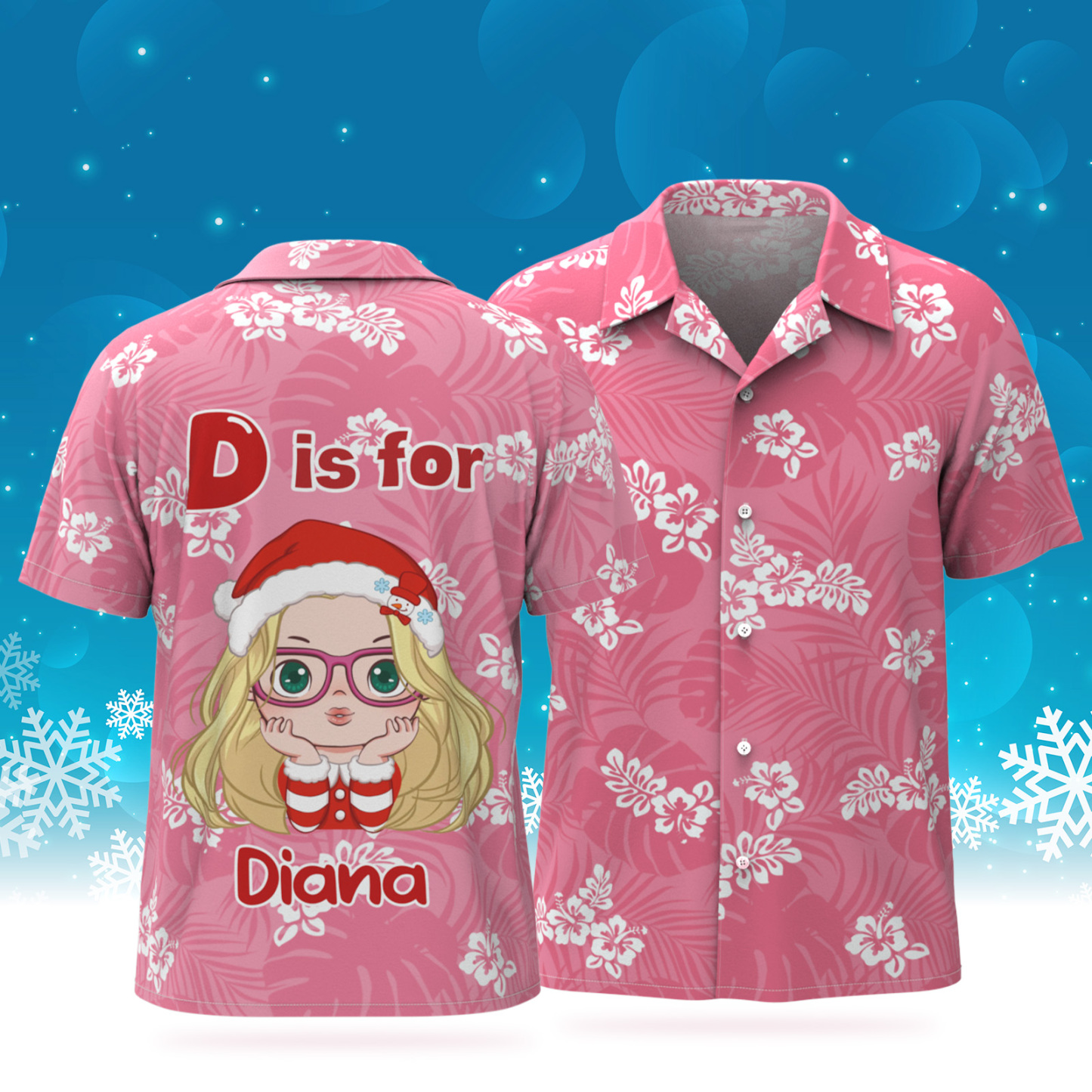 Custom Cartoon Character Hawaiian Shirt Preview Personalized Beach Holiday Christmas Face Hawaiian Shirt - MyPhotoSocksAu