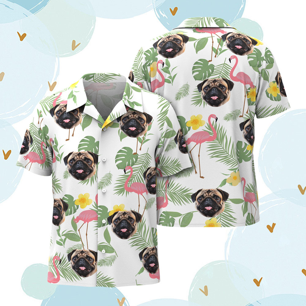 Custom Men Hawaiian Shirts Pet Face Flower Hawaiian Shirt Gift for Pet Lover - MyPhotoSocksAu