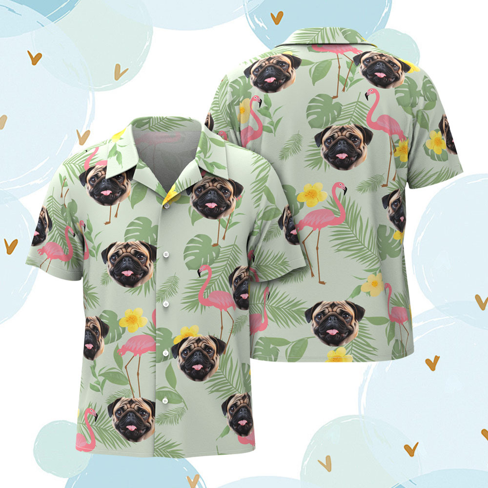 Custom Men Hawaiian Shirts Pet Face Flower Hawaiian Shirt Gift for Pet Lover - MyPhotoSocksAu