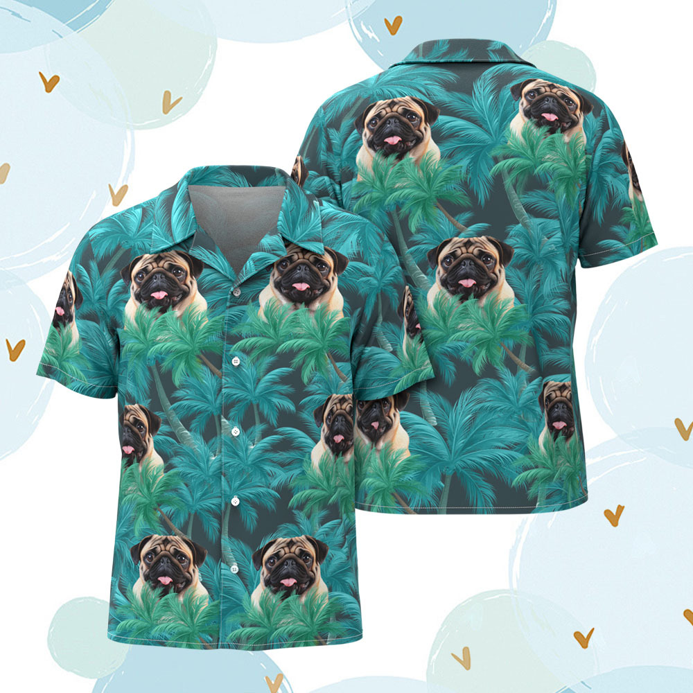 Custom Men Hawaiian Shirts Pet Face Flower Hawaiian Shirt Gift for Pet Lover - MyPhotoSocksAu