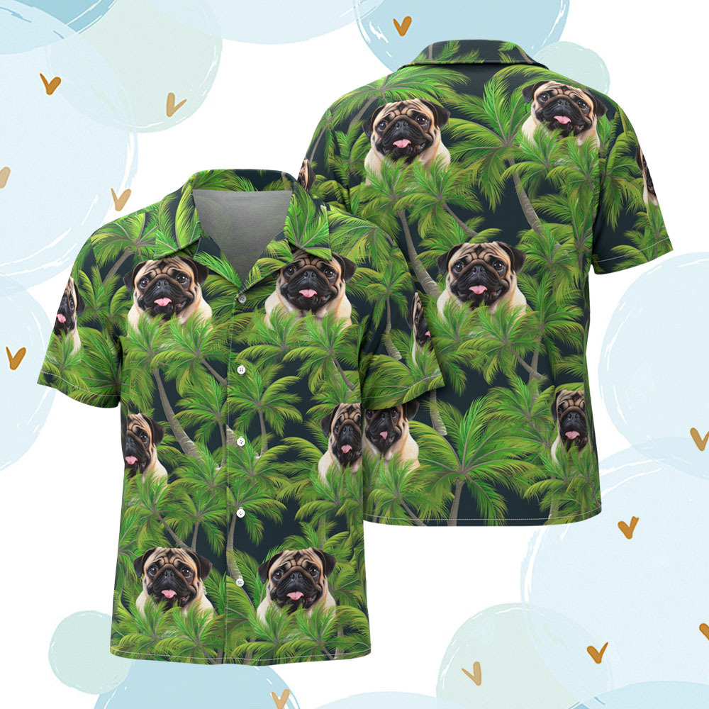 Custom Men Hawaiian Shirts Pet Face Flower Hawaiian Shirt Gift for Pet Lover - MyPhotoSocksAu
