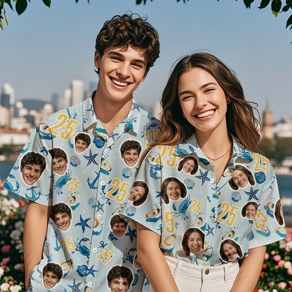 Personalized Birthday Face Hawaiian Shirt Photo And Text Hawaiian Shirt Gift Funny Party Shirts - MyPhotoSocksAu