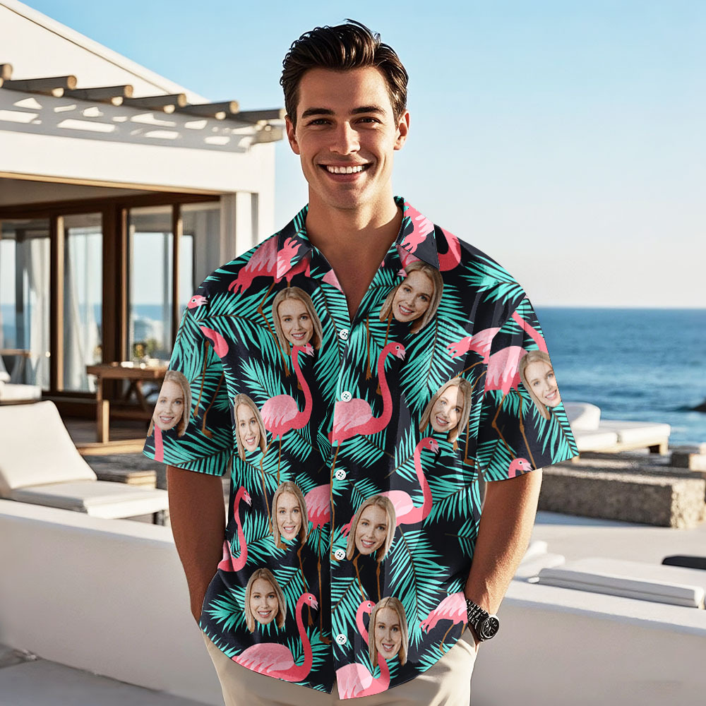 Personalized Face Hawaiian Shirt Sunset Color Hawaiian Shirt Gift Custom Face Hawaiian Shirt - MyPhotoSocksAu