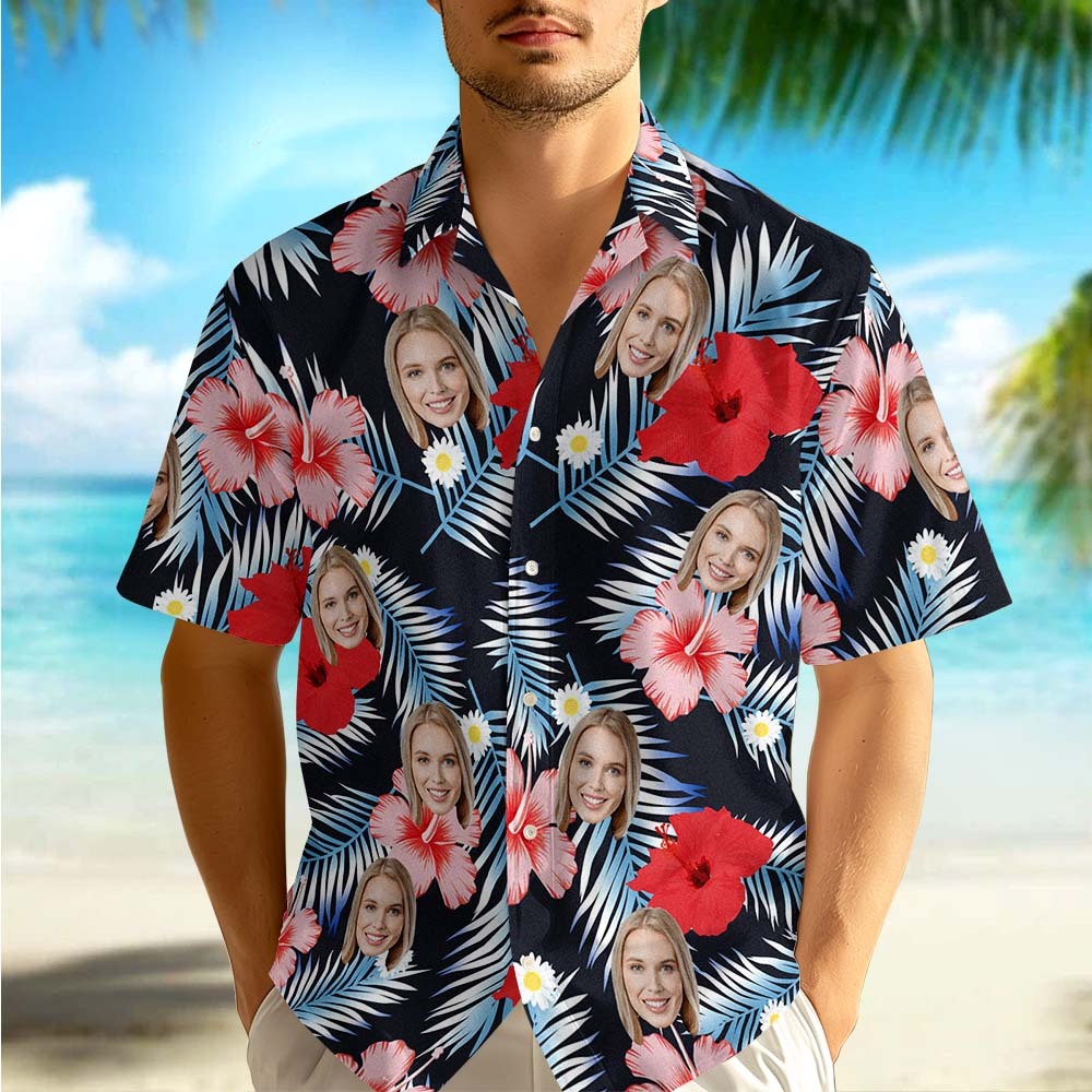 Personalized Face Hawaiian Shirt Sunset Color Hawaiian Shirt Gift Custom Face Hawaiian Shirt - MyPhotoSocksAu
