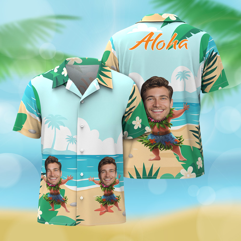 Custom Face Funny Hawaiian Shirt Personalized Tropical Photo Hawaiian Shirts - MyPhotoSocksAu