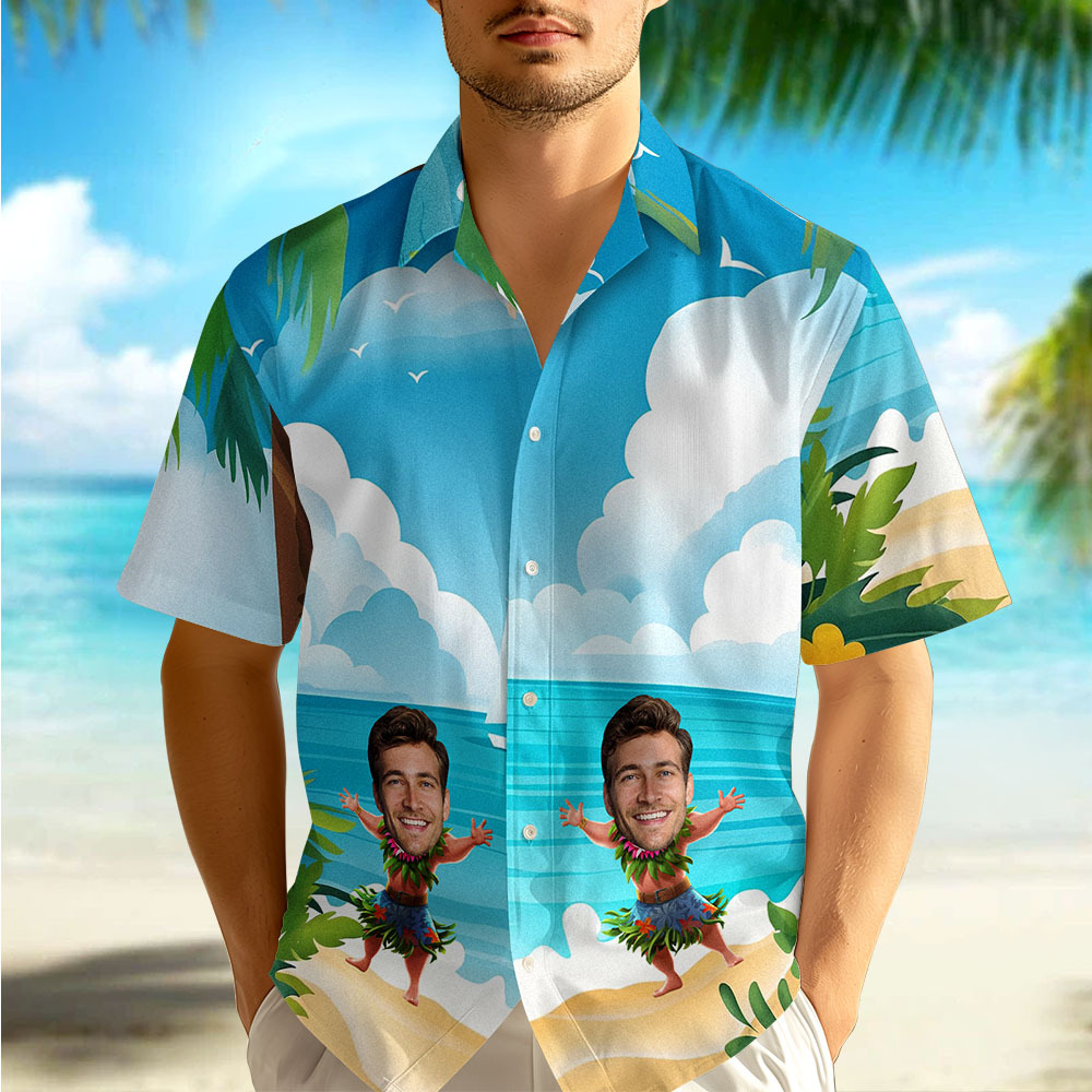 Custom Face Funny Hawaiian Shirt Personalized Tropical Photo Hawaiian Shirts - MyPhotoSocksAu