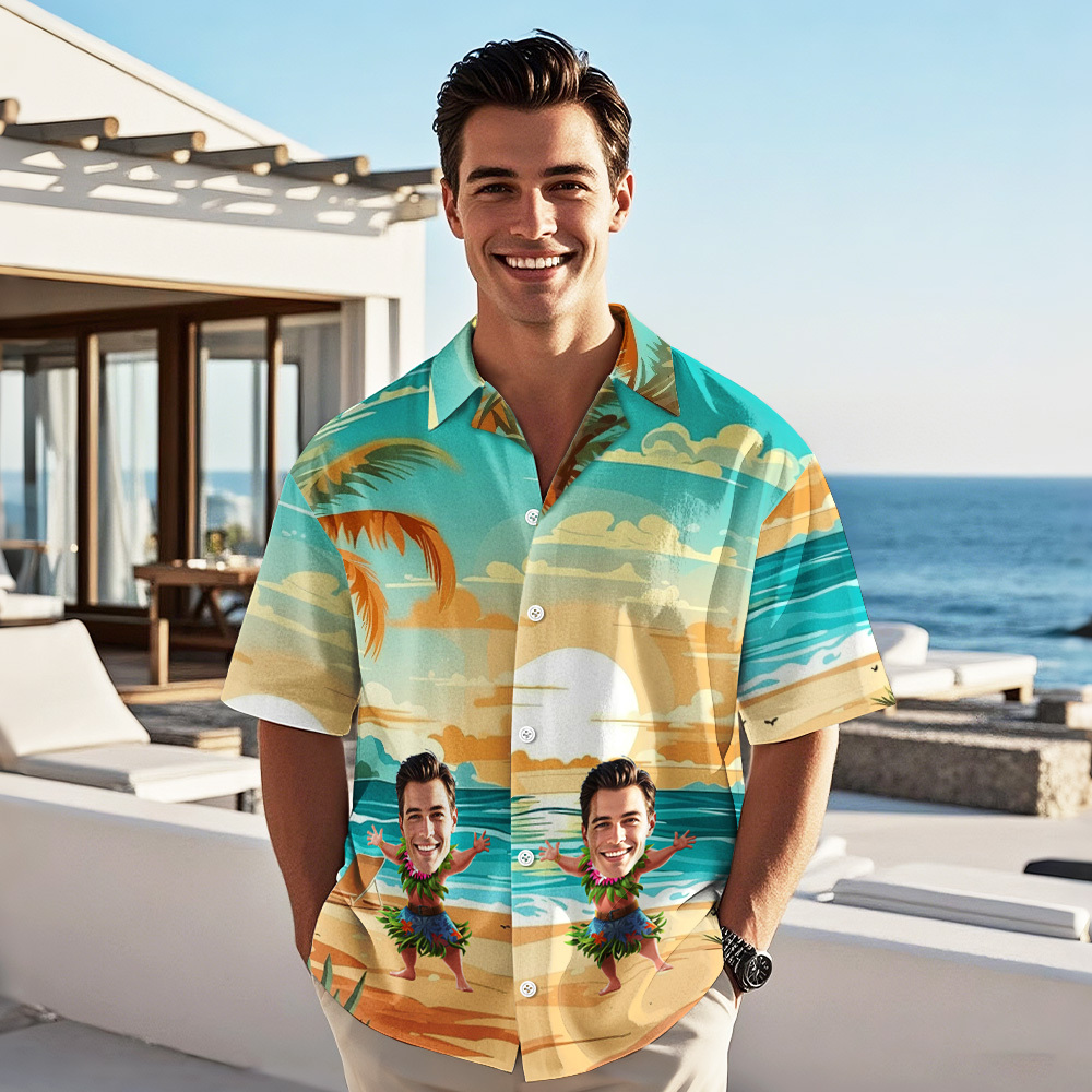 Custom Face Funny Hawaiian Shirt Personalized Tropical Photo Hawaiian Shirts - MyPhotoSocksAu