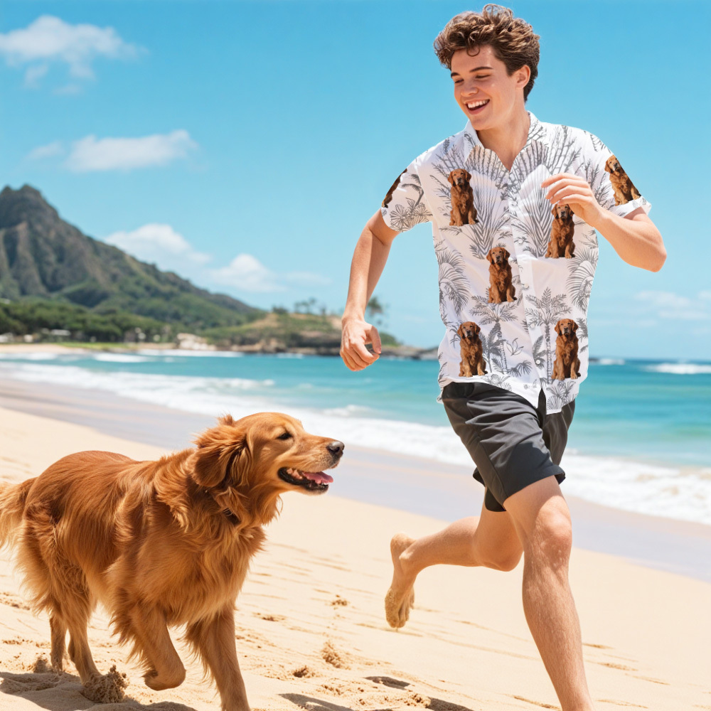 Custom Dog Lovers Style Hawaiian Shirt Personalized Dog Image Hawaiian Shirt - MyPhotoSocksAu