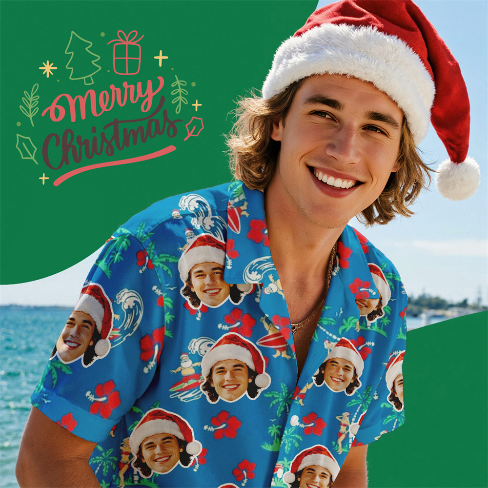 Custom Face Hawaiian Shirts Personalized Beach Holiday Christmas Face Hawaiian Shirt