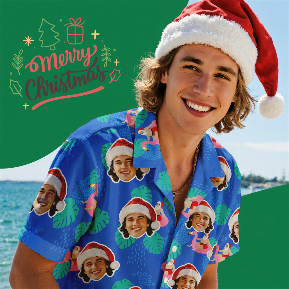 Custom Face Hawaiian Shirts Personalized Beach Holiday Christmas Face Hawaiian Shirt