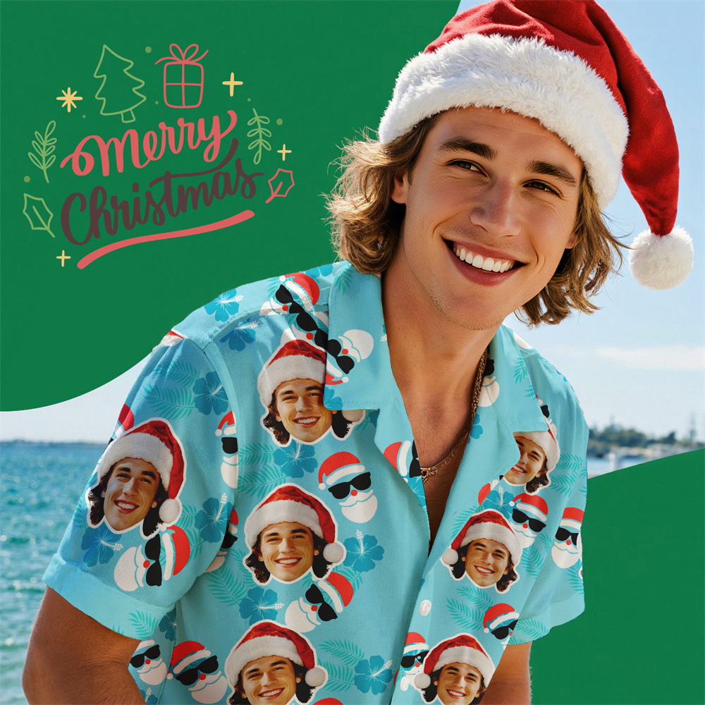 Custom Face Hawaiian Shirts Personalized Beach Holiday Christmas Face Hawaiian Shirt