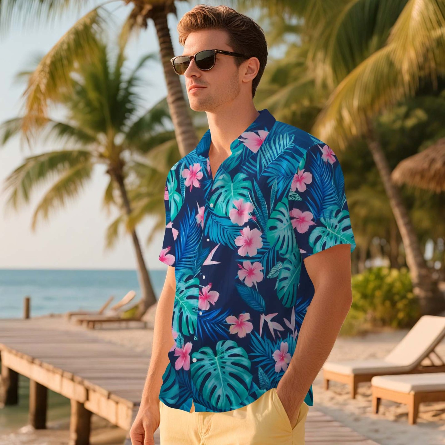 Men Hawaiian Shirts Aloha Lush Tropical Flower Hawaiian Shirt Gift for Summer Vibe Holiday - MyPhotoSocksAu