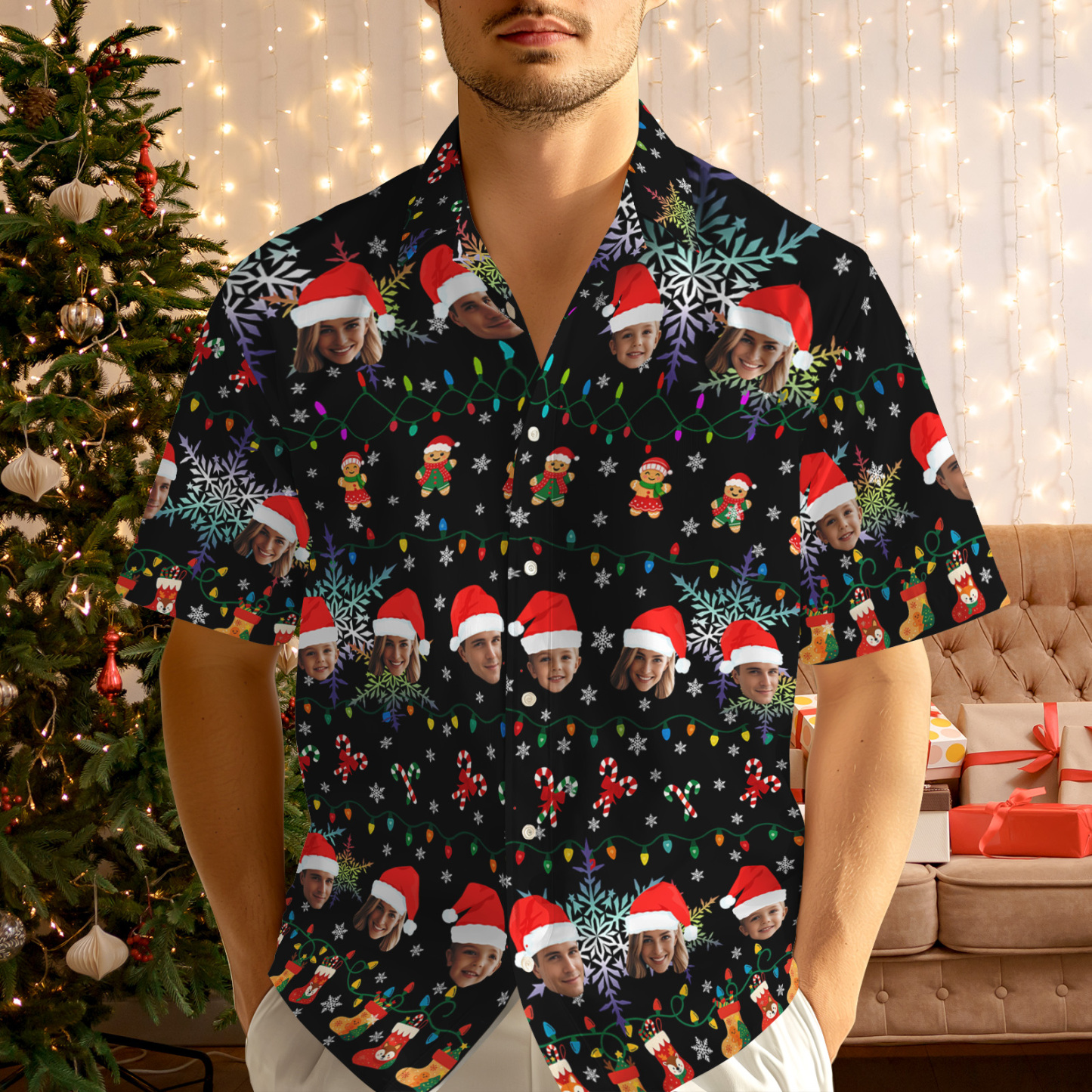 Personalized Face Christmas Shirt Merry Christmas Multi-face Hawaiian Shirt  Gift for Family Friends Xmas Gift - MyPhotoSocksAu