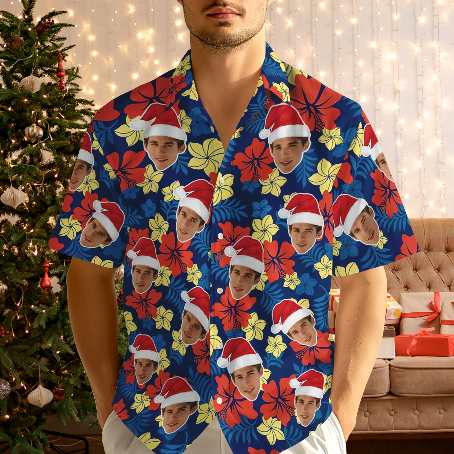Personalized Face Christmas Shirt Merry Christmas Multi-face Hawaiian Shirt  Gift for Family Friends Xmas Gift - MyPhotoSocksAu