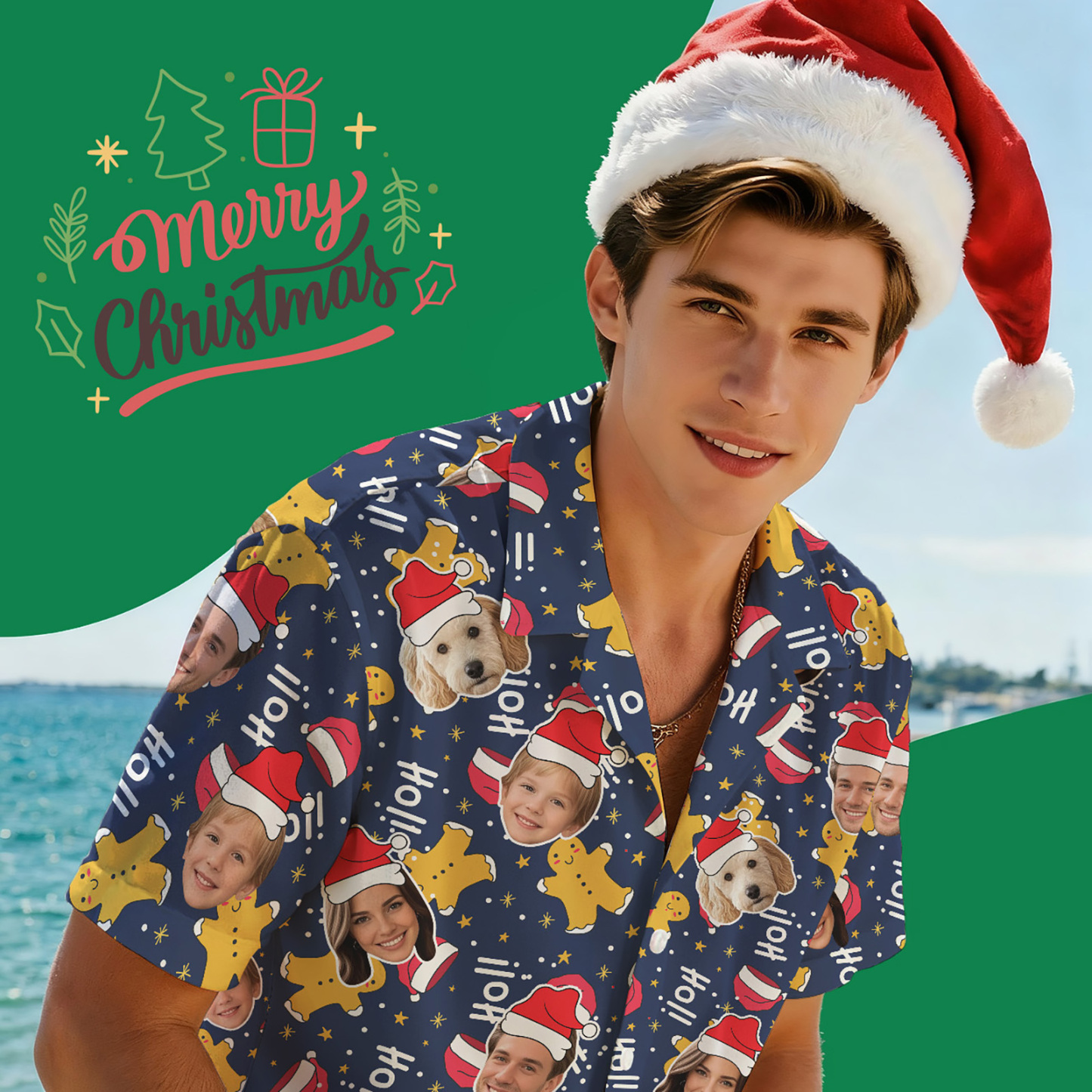 Personalized Face Christmas Shirt Merry Christmas Multi-face Hawaiian Shirt  Gift for Family Friends Xmas Gift - MyPhotoSocksAu