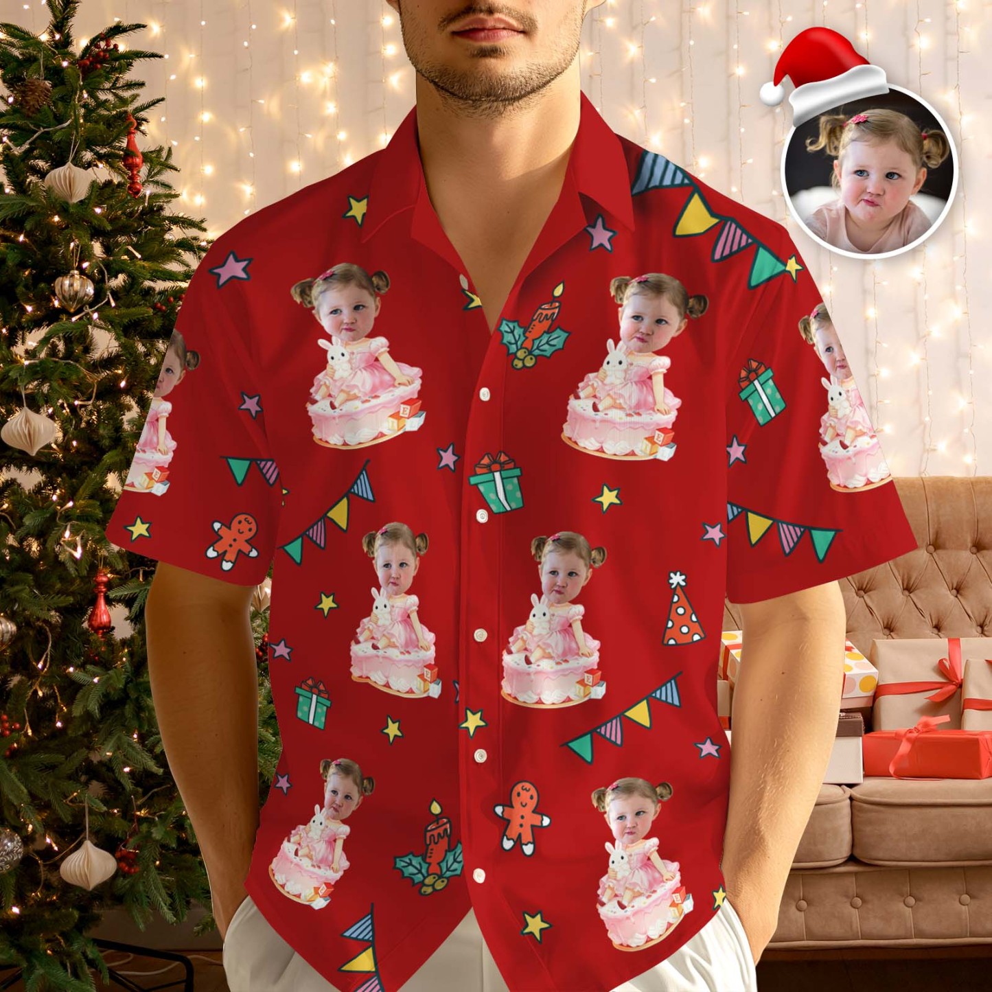 Custom Birthday Christmas Shirt Merry Christmas Multi-face Hawaiian Shirt  Gift for Family Xmas Gift - MyPhotoSocksAu