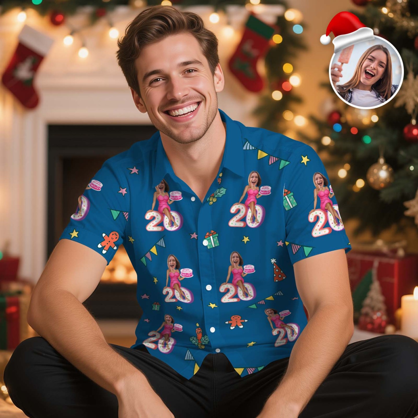 Custom Birthday Christmas Shirt Merry Christmas Multi-face Hawaiian Shirt  Gift for Family Xmas Gift - MyPhotoSocksAu