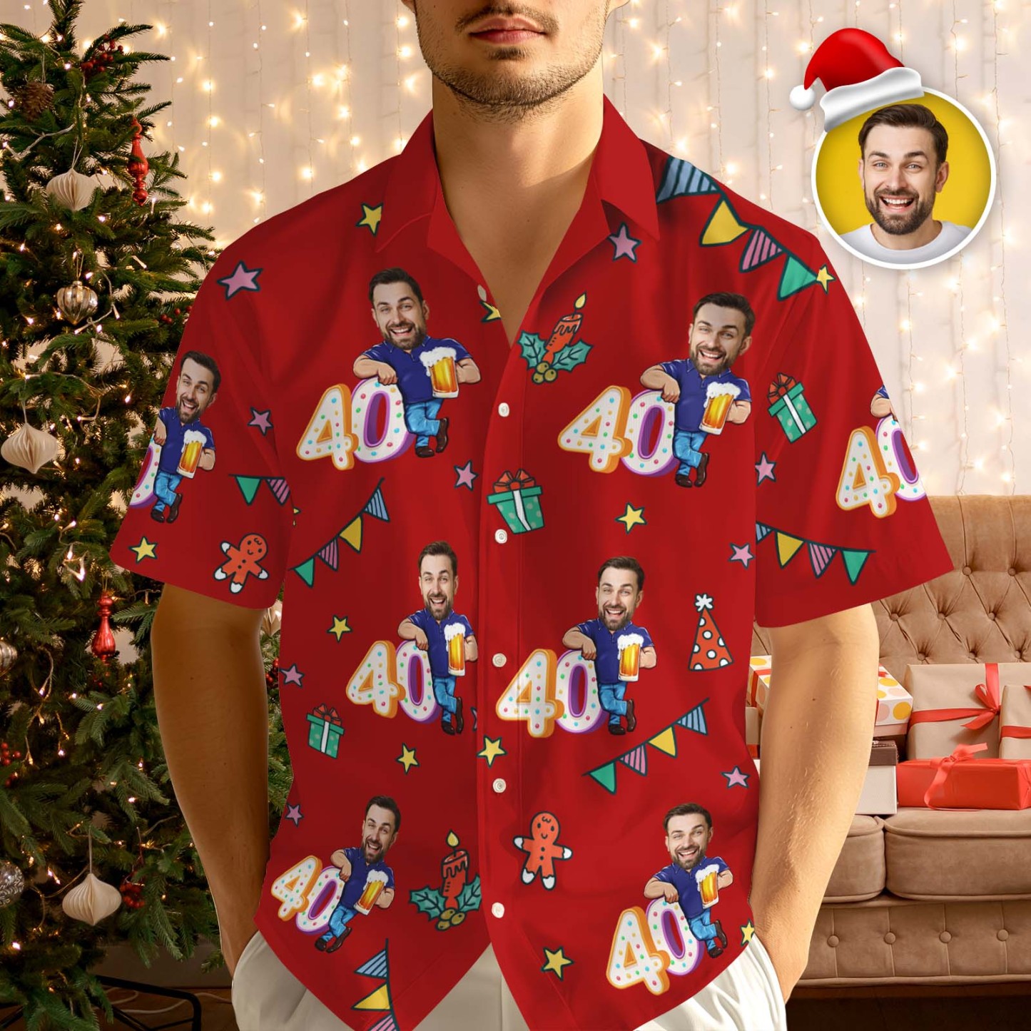 Custom Birthday Christmas Shirt Merry Christmas Multi-face Hawaiian Shirt  Gift for Family Friends Xmas Gift - MyPhotoSocksAu