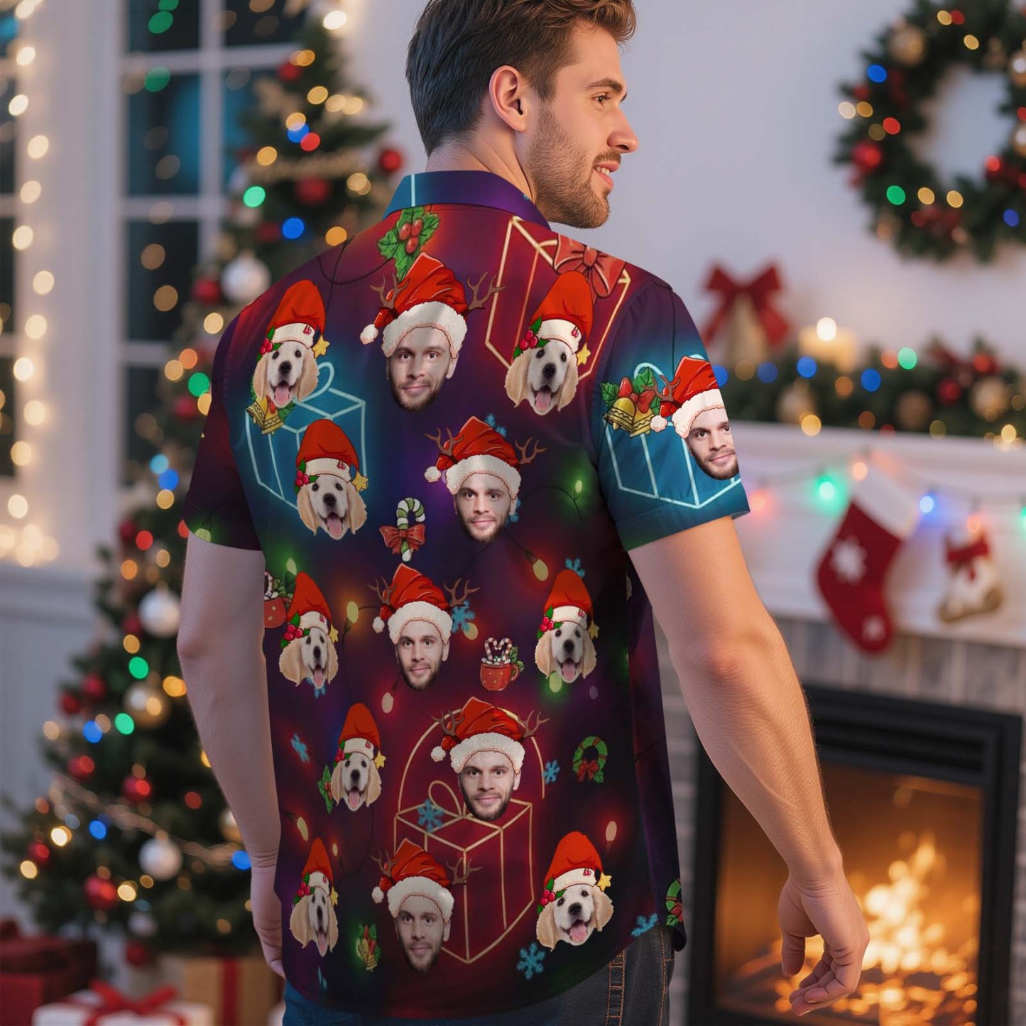 Custom Face Light Pink Age and Name Hawaiian Shirt Personalized Men Hawaiian Shirt With Face Photo Hawaiian Shirt Aloha Shirt Birthday Christmas Gift - MyPhotoSocksAu