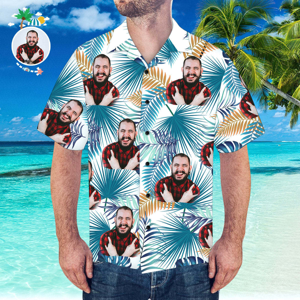 Custom Face Hawaiian Shirt Summer Beach Hawaiian Shirt Custom Shirt with Boyfriends Face - My Photo Socks AU