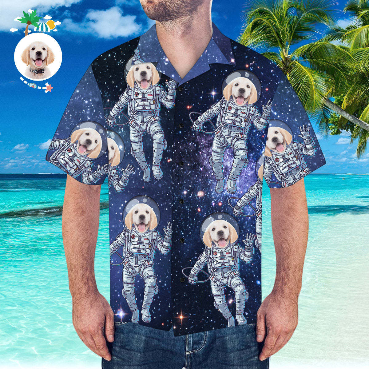 Custom Hawaiian Shirt with Face Personalized Hawaiian Shirt Galaxy Pattern Shirt - My Photo Socks AU