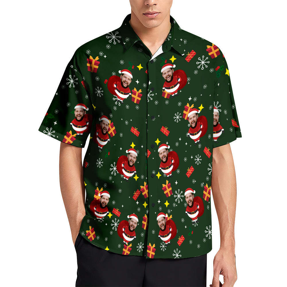Custom Face Hawaiian Shirts Personalized Christmas Gift Idea Men's Christmas Shirts - My Photo Socks AU