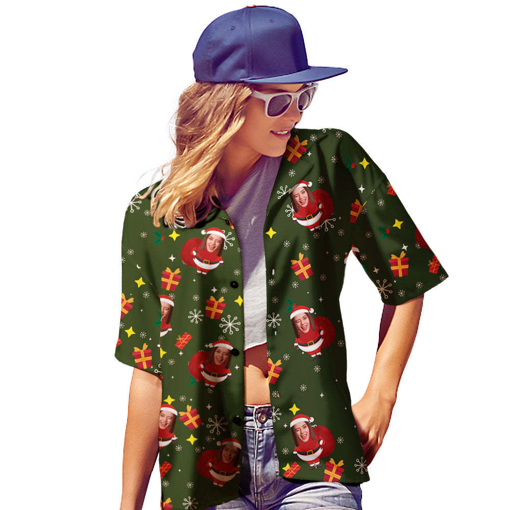 Custom Face Hawaiian Shirts Personalized Christmas Gift Idea Women's Christmas Shirts - My Photo Socks AU