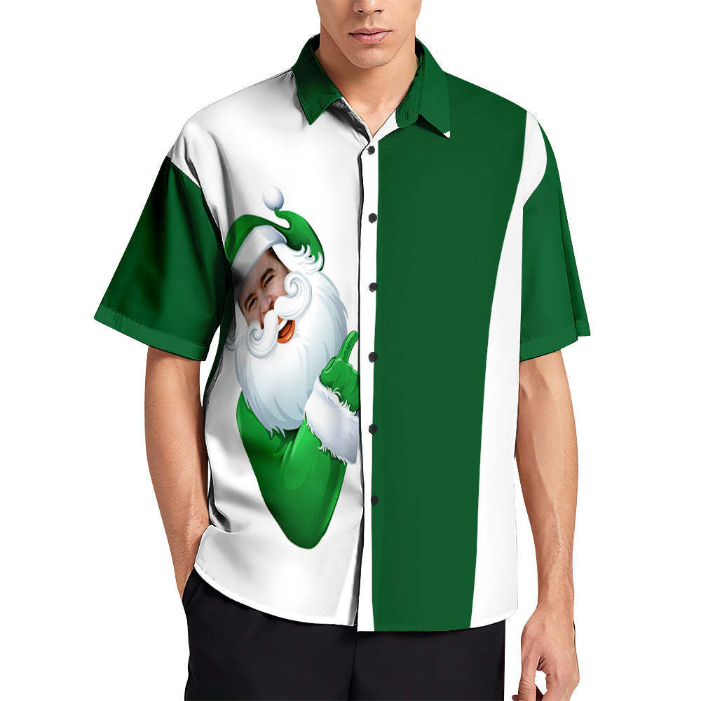 Custom Face Hawaiian Shirts Personalized Christmas Gift Men's Santa Hug Print Christmas Shirts - My Photo Socks AU