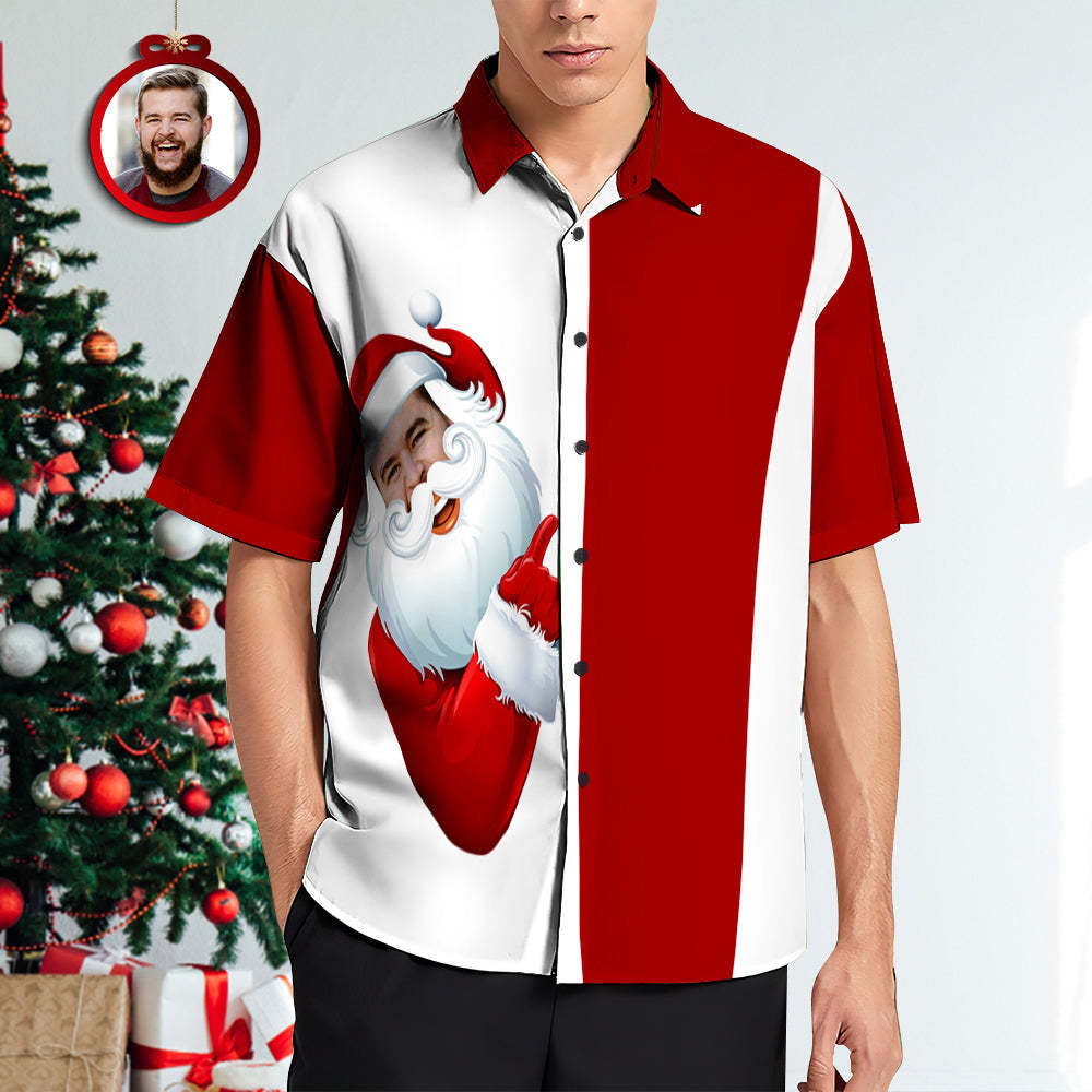 Custom Face Hawaiian Shirts Personalized Christmas Gift Men's Santa Hug Print Christmas Shirts - My Photo Socks AU