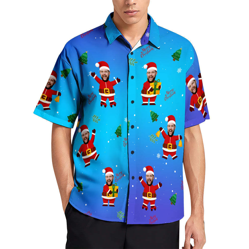 Custom Face Hawaiian Shirts Personalized Christmas Gift Men's Tropical Beach Shirt Christmas Shirts - My Photo Socks AU