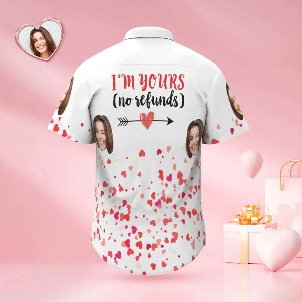 Custom Face Men's Hawaiian Shirt I'm Yours No Refunds Hawaiian Shirt Valentine's Day Gifts - My Photo Socks AU