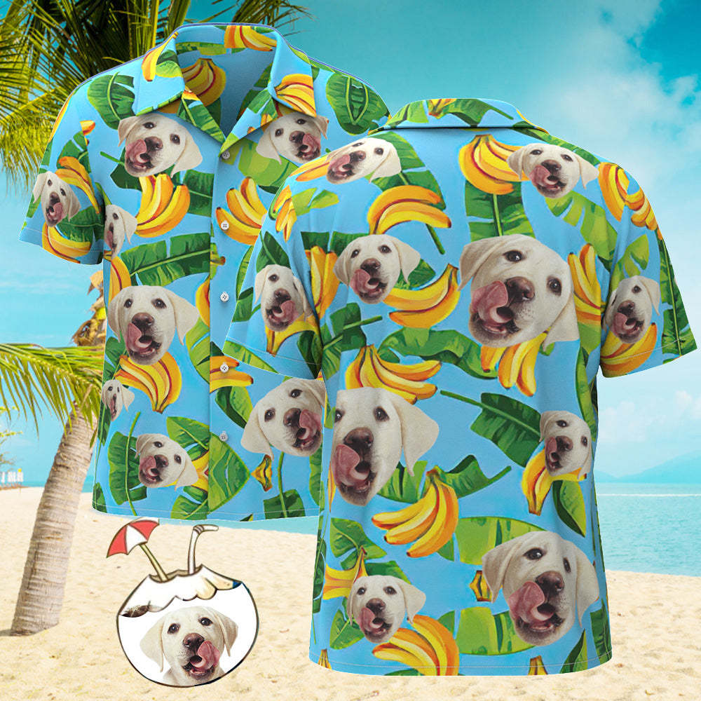 Custom Face Hawaiian Shirt Men's All Over Print Aloha Shirt Gift - Banana - My Photo Socks AU