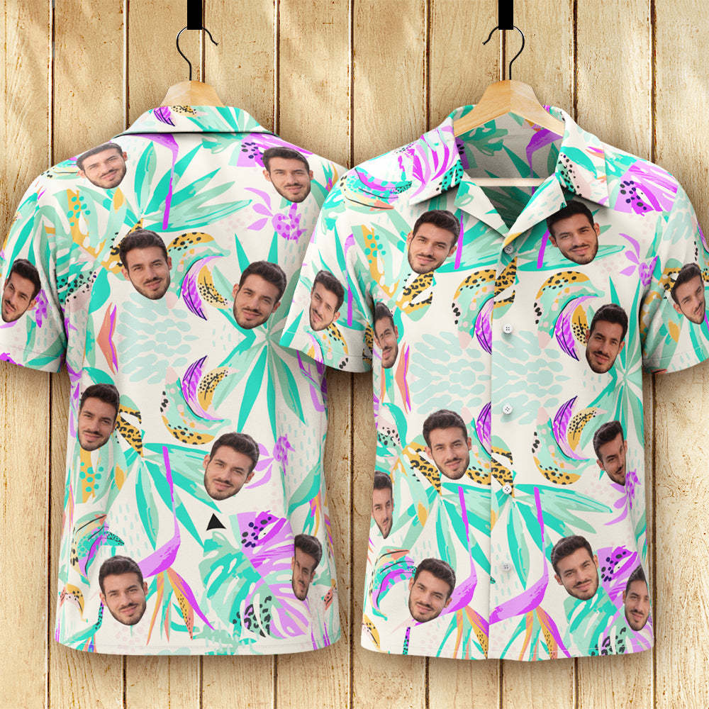 Custom Face Hawaiian Shirt Men's All Over Print Aloha Shirt Gift - Fresh Flowers - My Photo Socks AU