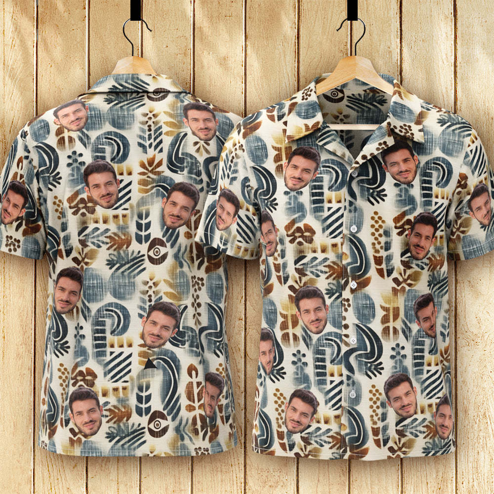 Custom Face Hawaiian Shirt Men's All Over Print Aloha Shirt Gift - Vintage Pattern - My Photo Socks AU