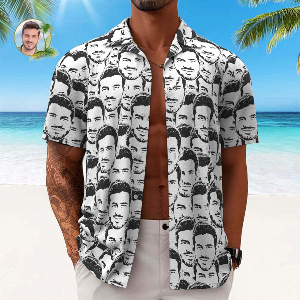 Custom Face Hawaiian Shirt Men's All Over Print Aloha Shirt Gift - Comic Style Mash Face - My Photo Socks AU