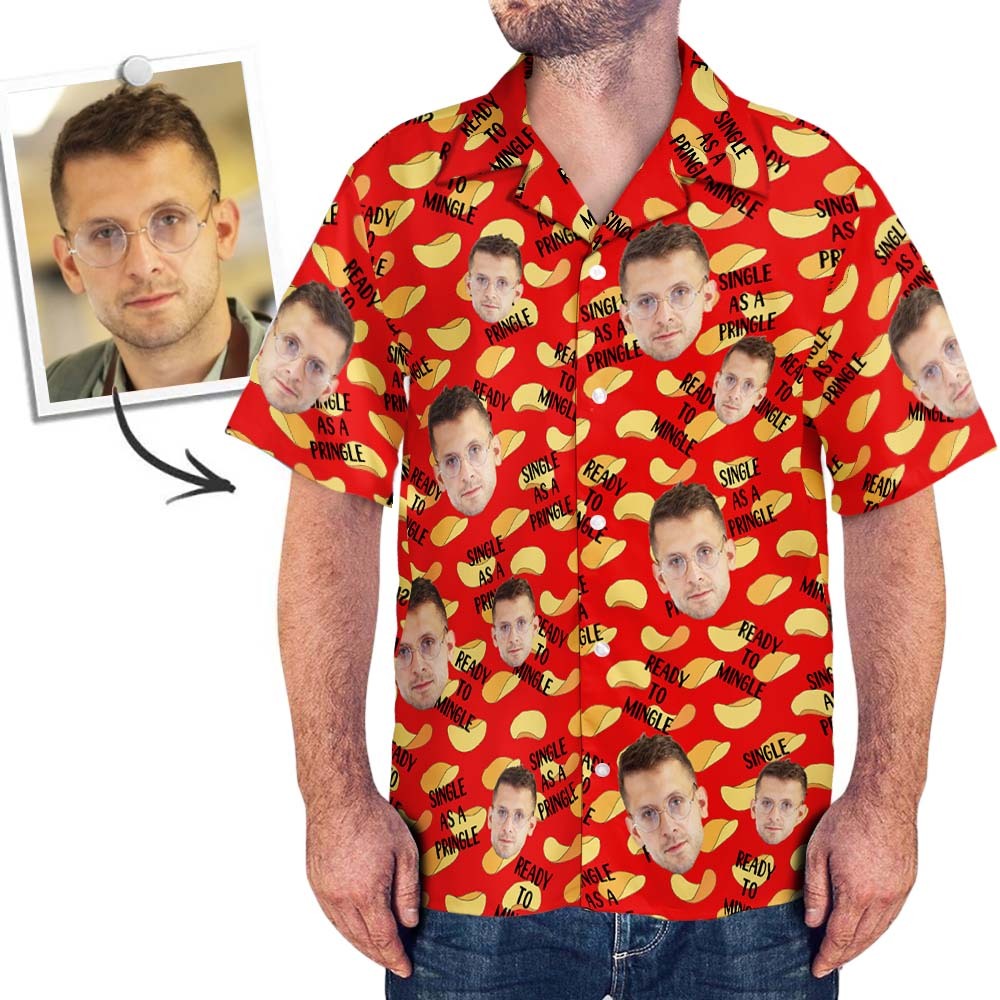 Custom Face Men Hawaiian Shirt Single As a Pringle Shirt - My Photo Socks AU