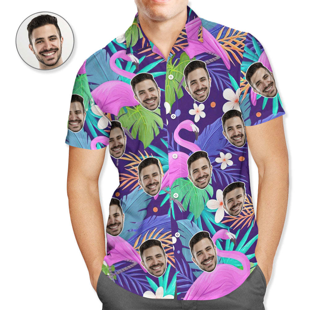 Custom Face Hawaiian Shirt Flamingo Rum Club Personalized Aloha Beach Shirt For Men