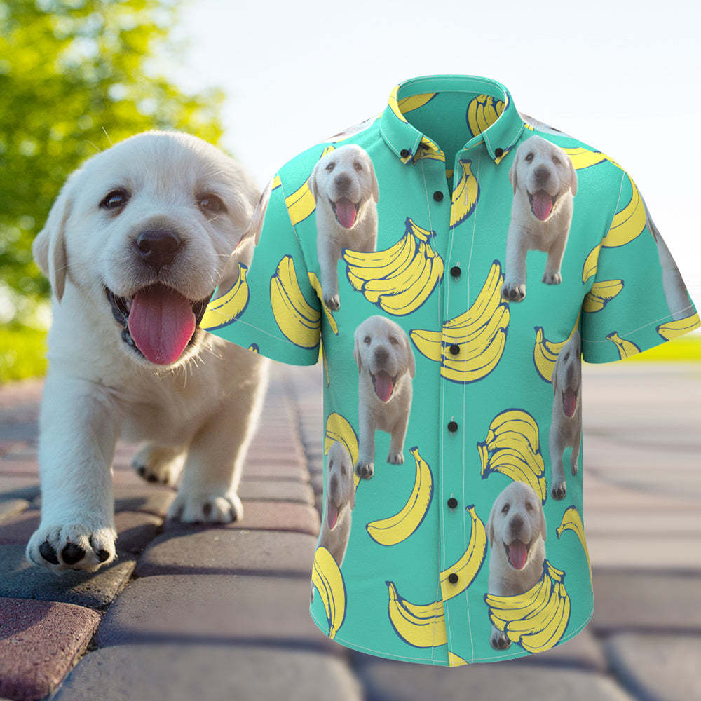 Custom Dog Face Hawaiian Style Banana Dog and Owner Matching Hawaiian Shirts - My Photo Socks AU