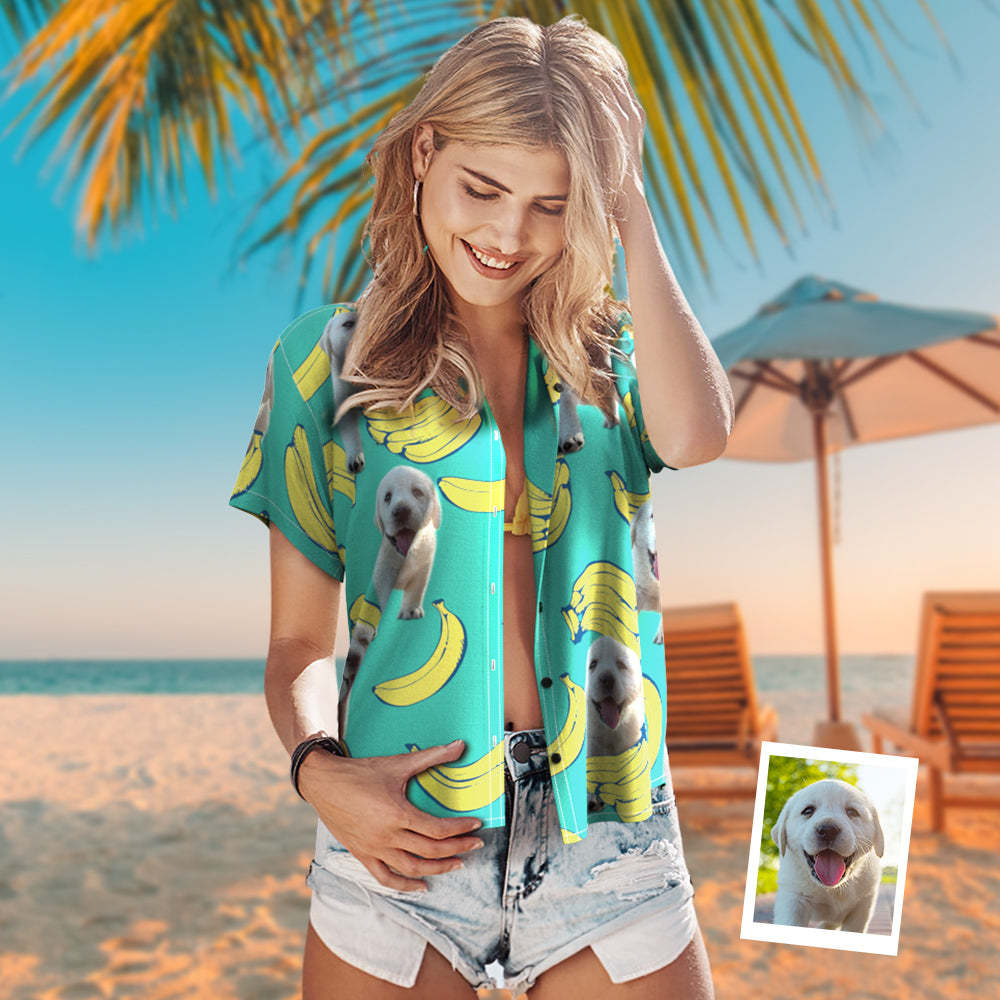 Custom Dog Face Hawaiian Style Banana Dog and Owner Matching Hawaiian Shirts - My Photo Socks AU