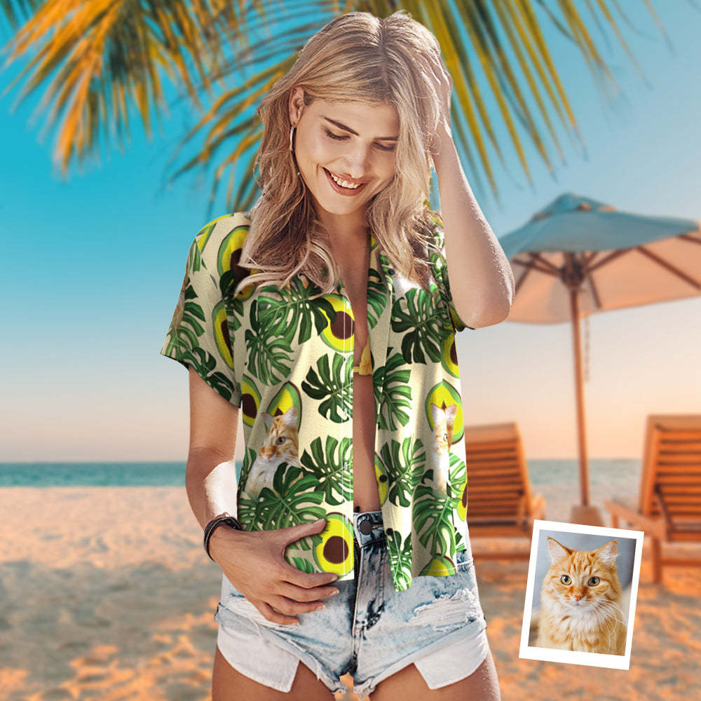 Custom Dog Face Hawaiian Style Avocado Dog and Owner Matching Hawaiian Shirts - My Photo Socks AU