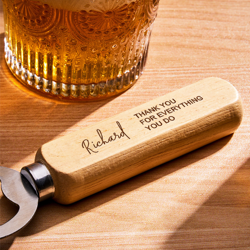 Personalised Bottle Opener Your Text Here 1 Wooden Bottle Opener Laser Engraved Birthday Christmas Gift For Him