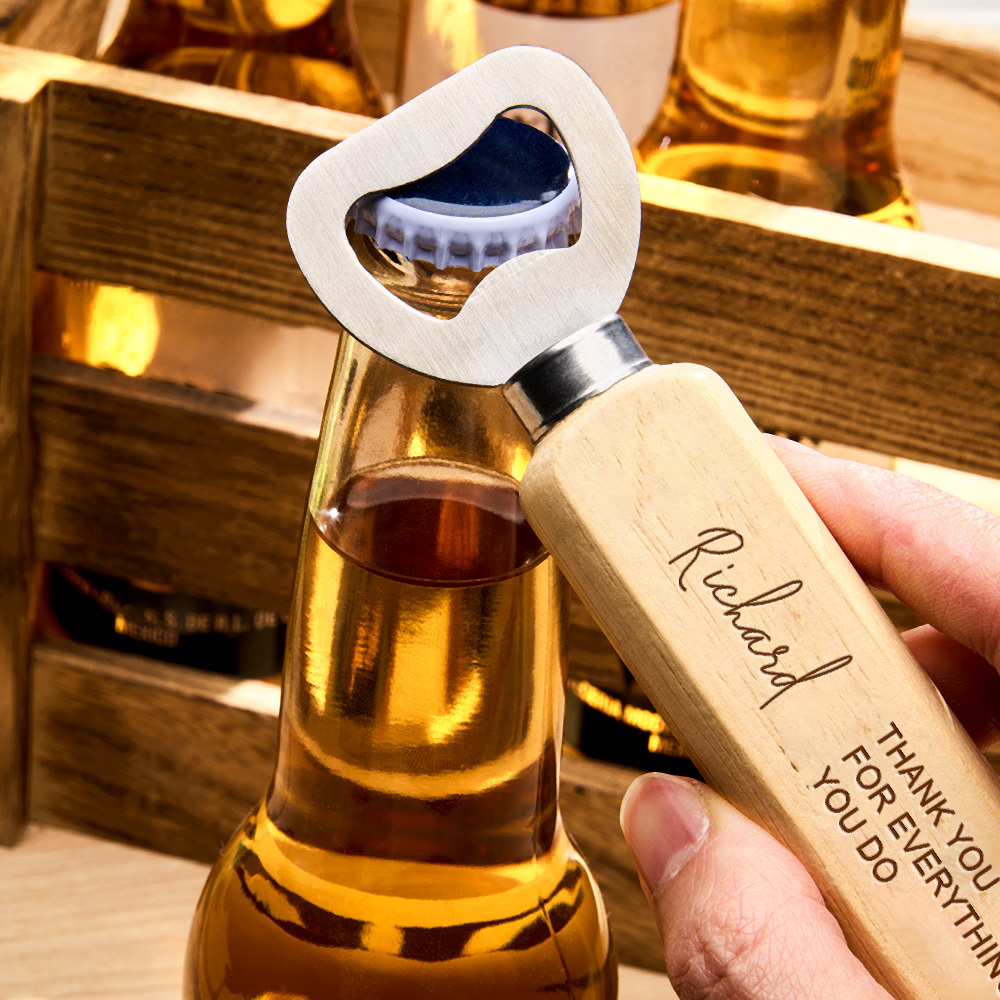 Personalised Bottle Opener Your Text Here 1 Wooden Bottle Opener Laser Engraved Birthday Christmas Gift For Him