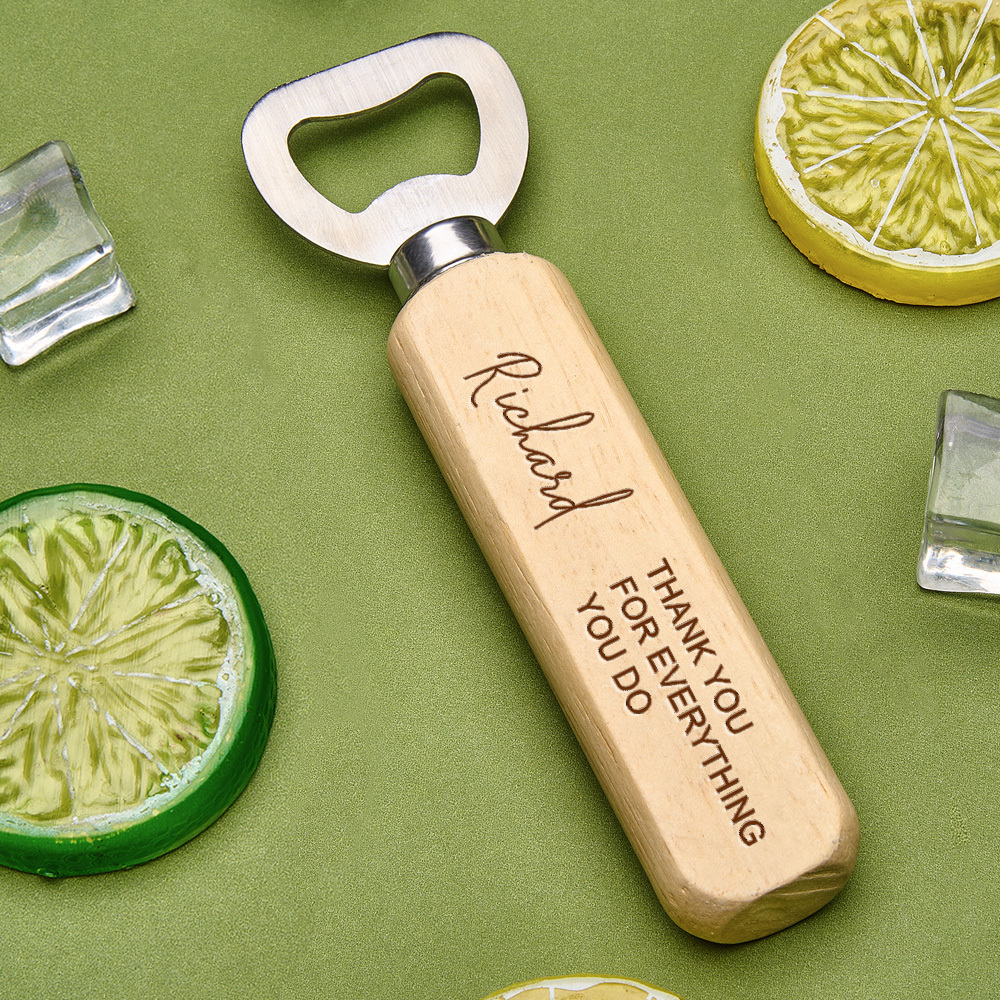 Personalised Bottle Opener Your Text Here 1 Wooden Bottle Opener Laser Engraved Birthday Christmas Gift For Him