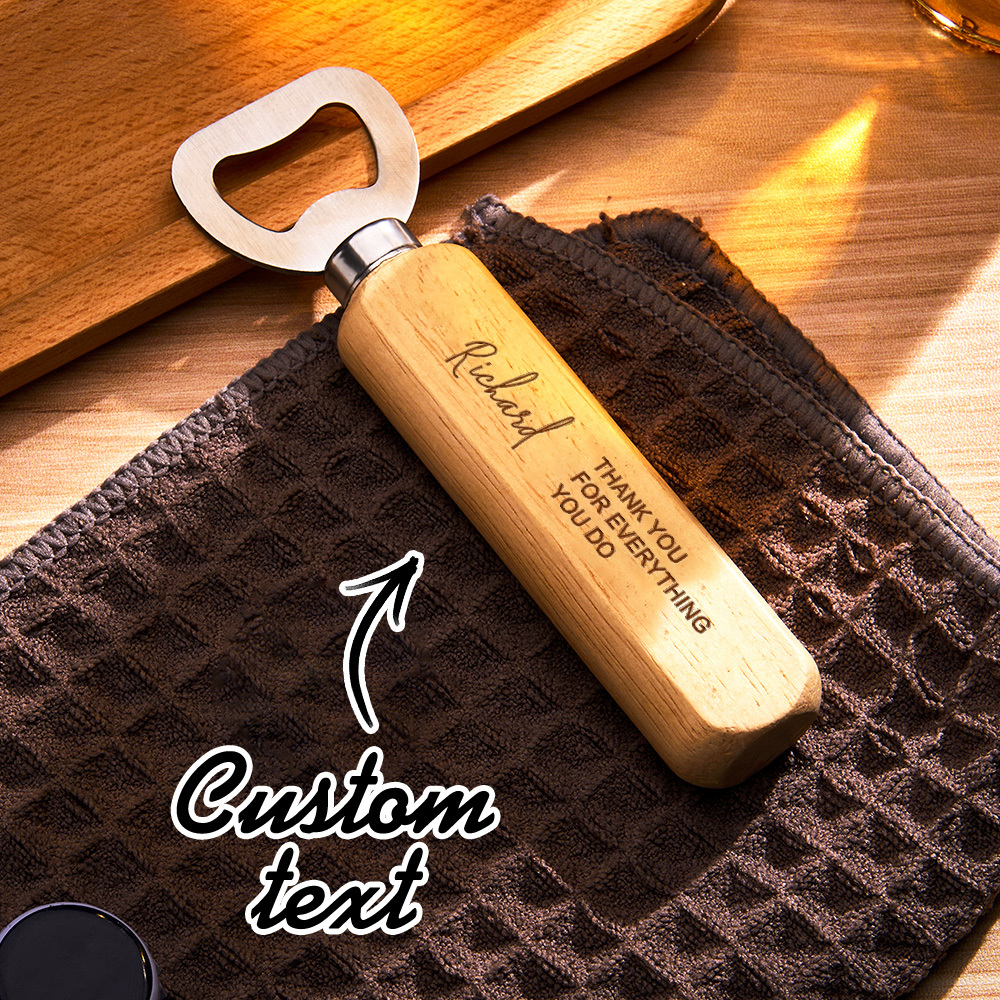 Personalised Bottle Opener Your Text Here 1 Wooden Bottle Opener Laser Engraved Birthday Christmas Gift For Him