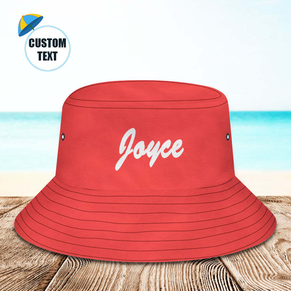Custom Bucket Hat Unisex Bucket Hat with Text Personalize Wide Brim Outdoor Summer Cap Hiking Beach Sports Hats Gift for Lover White