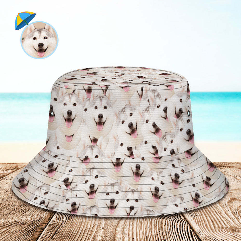 Custom Bucket Hat Unisex Pet Face Mash Bucket Hat Personalize Wide Bri