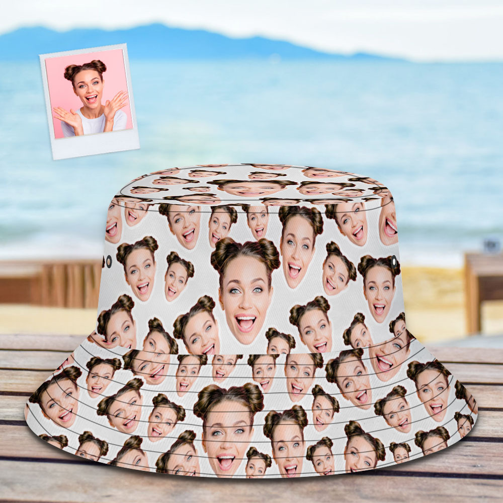 Custom Mash Face Bucket Hat Unisex Face Bucket Hat Summer Outdoor Hat for Valentine - MyPhotoSocksAu