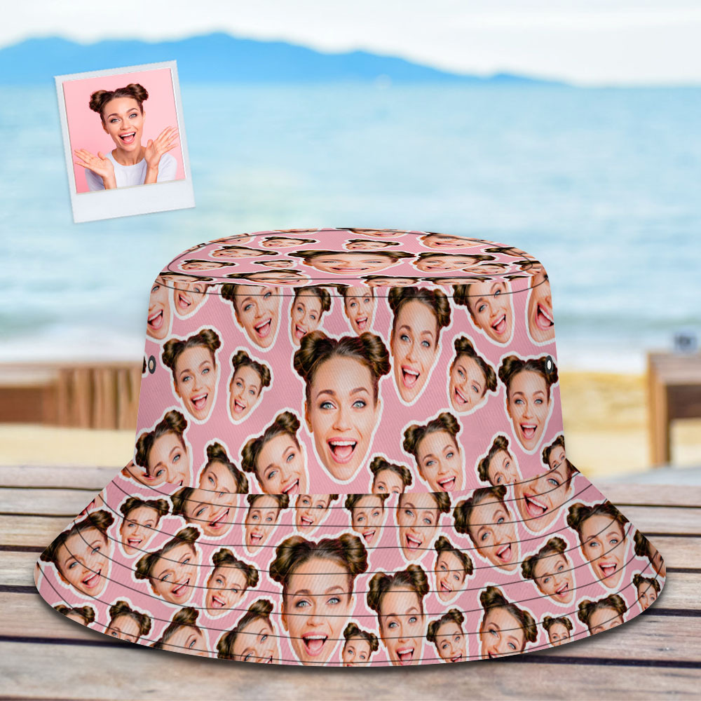 Custom Mash Face Bucket Hat Unisex Face Bucket Hat Summer Outdoor Hat for Valentine - MyPhotoSocksAu